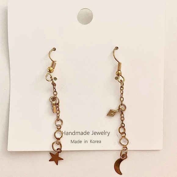 Handmade Star-Moon Earrings - Picture 1 of 2